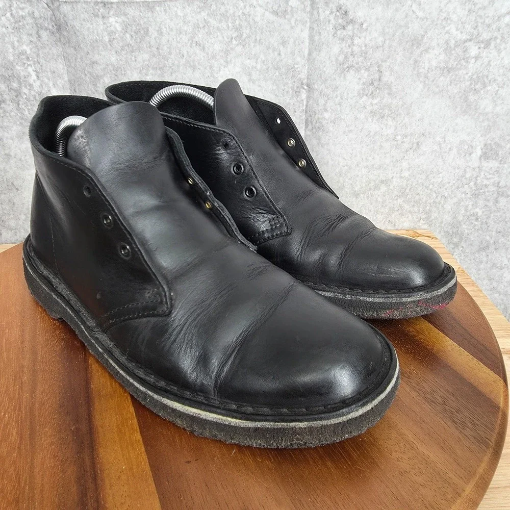 Clarks Originals Chukka Boots Mens 8‎ M Black Desert Leather Ankle Shoes 21621